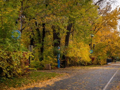 Midtown Greenway, Minneapolis: Autumn Foliage and Cyclist