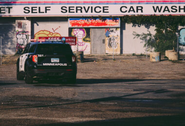 A Minneapolis Police squad car parked on Nicollet Avenue in Octoberr 2023.