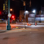 The remains of the former Minneapolis police 3rd precinct police station as seen in October 2023.