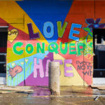 Murals left behind at the burned K-Mart in Uptown Minneapolis. The fire is still under investigation.