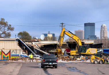 Long awaited demolition of the K-Mart on Nicollet Avenue in Minneapolis. The store was damaged during the 2020 Minneapolis Uprising and then used as a temporary post office for nearby posts offices that were burned down.