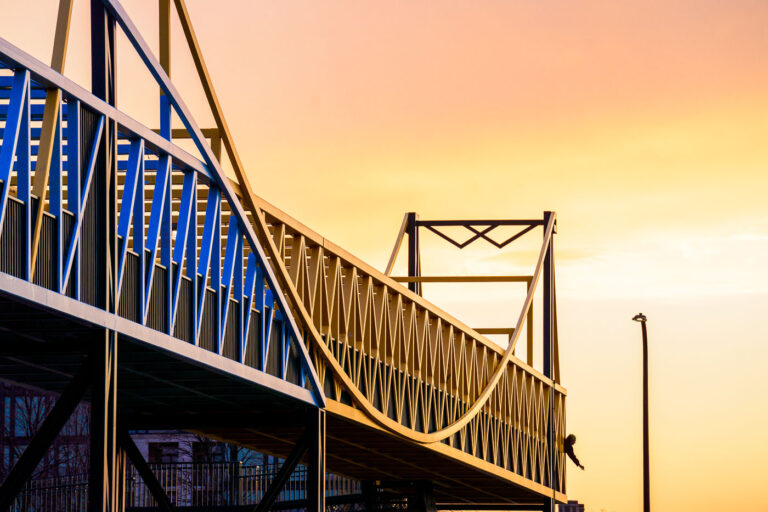 Irene Hixon Whitney Bridge 2 The Irene Hixon Whitney Bridge near downtown Minneapolis during a mid November sunset.