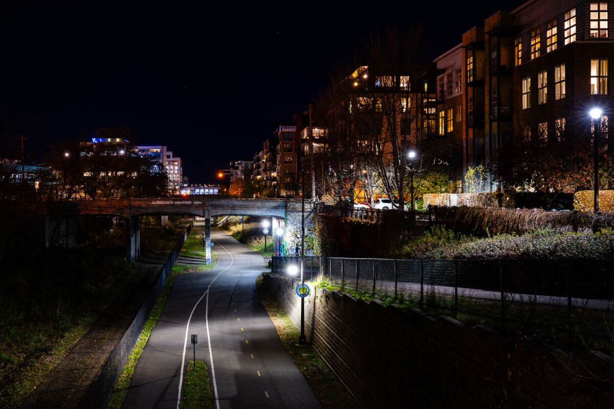 The Midtown Greenway on a mid November evening. The Greenway goes through South Minneapolis.
