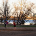 A volleyball game on Bde Maka Ska on an unusually warm mid November day.