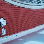 Snoopy left behind after city workers repainted the Loring Bike Bridge over Lyndale Avenue in Minneapolis