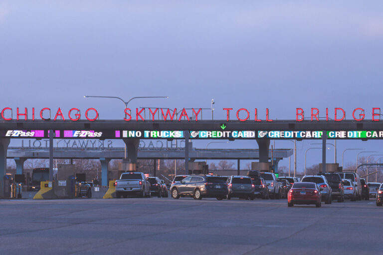 Chicago Skyway Toll Bridge sign 3 The Chicago Skyway Toll Bridge on Interstate 90 in Illinois.