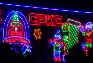 Canadian Pacific Kansas City Holiday Train in Minneapolis on December 11, 2023. The rail company says they’ve raised more than $22.5 million dollars and 5 million pounds of food for local food banks since the tradition began 25 years ago.