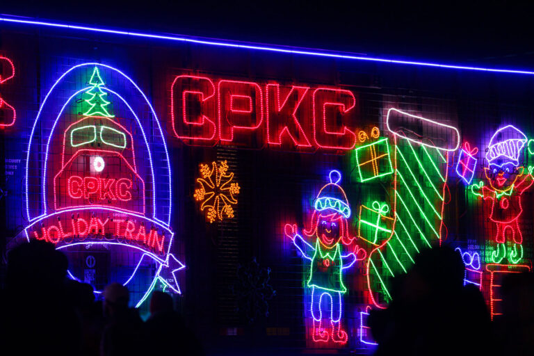 CPKC Holiday Train Lights 2 Canadian Pacific Kansas City Holiday Train in Minneapolis on December 11, 2023. The rail company says they’ve raised more than .5 million dollars and 5 million pounds of food for local food banks since the tradition began 25 years ago.