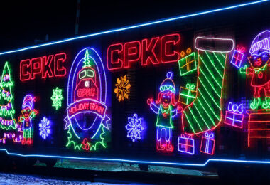 Canadian Pacific Kansas City Holiday Train in Minneapolis on December 11, 2023. The rail company says they’ve raised more than $22.5 million dollars and 5 million pounds of food for local food banks since the tradition began 25 years ago.