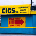 A drive thru cigarettes store in Whiting, Indiana on Indianapolis Blvd shortly after entering from Illinois.