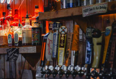 Cuzzy’s Grill & Bar on Washington Avenue in the North Loop, the building has been home to a bar for most of the years since 1894. A "Welcome to Minneapolis" patch behind the bar.