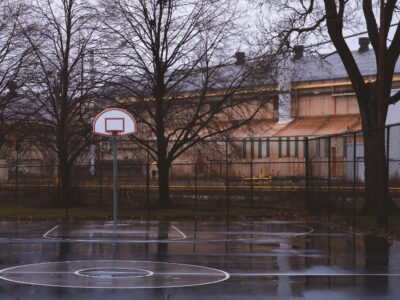 Marktown, Indiana Basketball Court Beside Industrial Buildings
