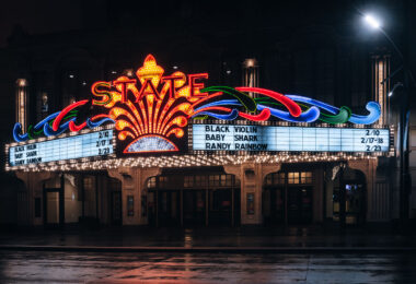 State Theatre Marquee in Downtown Minneapolis with Black Violin, Baby Shark, Randy Rainbow.
