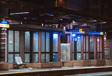 The Prospect Park light rail train station in Minneapolis.