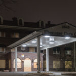 The boarded up Ebenezer Care Center in South Minneapolis.