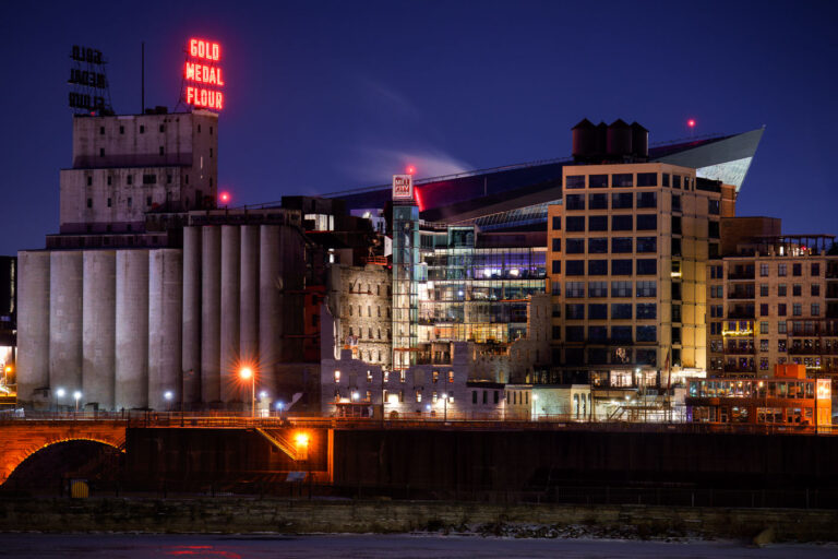 Mill City Museum in front of US Bank Stadium 3 The Washburn A Mill, the world's largest flour mill when built and now part of the Mill City Museum. Nominated in USA Today as the best history museum for 2nd year in a row. 4th place last year, this years voting ends on 02/12.