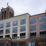 Interior painting happening inside the former Sheraton Hotel in Midtown Minneapolis.