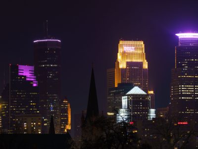 Minneapolis Skyline at Night from Martin Olav Sabo Bridge