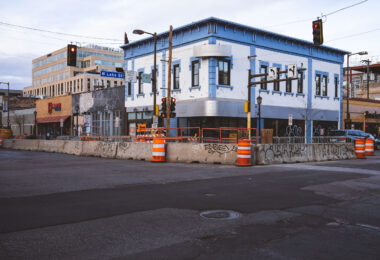 Construction on Hennepin Avenue at Lake Street in Uptown Minneapolis.