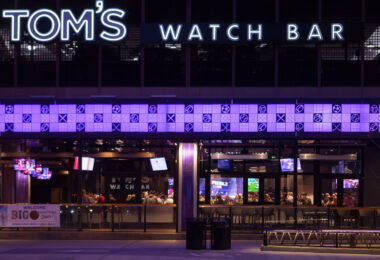 Large crowds at Tom's Watch Bar in downtown Minneapolis during the BIG Ten Tournaments.