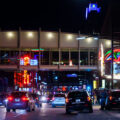 Minneapolis Police officers and their squads on Hennepin Avenue in Downtown Minneapolis on March 1, 2024.