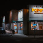 Popeyes Chicken drive thru on Chicago Avenue in South Minneapolis. The new building replaces the former that was burned during protests following the murder of George Floyd in May 2020.