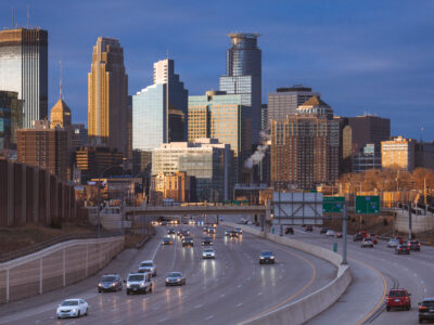 Downtown Minneapolis from I-35W, March 2024