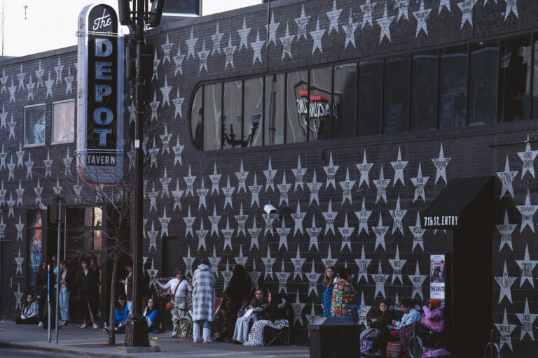 People in line at 7th St Entry 3 Fans waiting outside the 7th St Entry in downtown Minneapolis on March 10th, 2024.