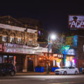 LynLake Brewery and a billboard tagged ACAB on Lyndale Avenue in Minneapolis. March 2024.
