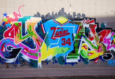 Kirby Puckett graffiti on Emerson Avenue South in Minneapolis. March 2024.
