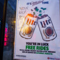 A sign advertising free rides from Metro Transit on St. Patricks Day in Minneapolis.