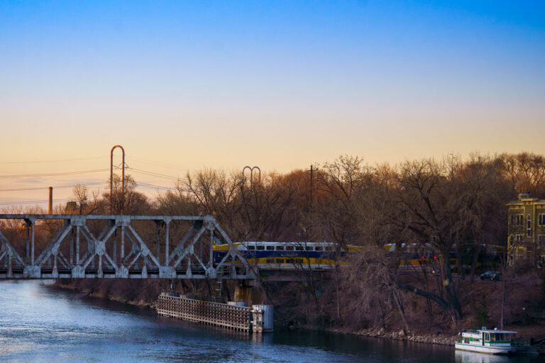 Northstar Line over Mississippi River 2 The Northstar Line makes it's way over the Mississippi River near downtown Minneapolis. March 2024.