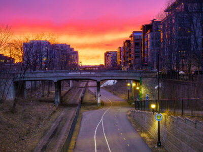 Midtown Greenway Bridge and Trail Sunset, Minneapolis