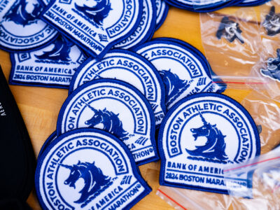 Boston Marathon patches at the Marathon Expo