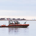 US Coast Guard boat with mounted weapon 2 days before the 2024 Boston Marathon.