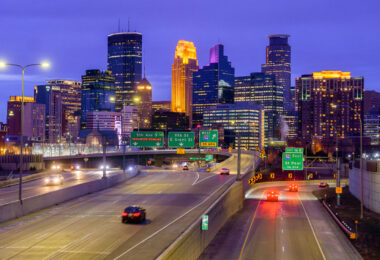 Downtown Minneapolis as seen from a bridge over Interstate 35W. This is probably one of my favorite views of downtown. Nicer now that all the construction is finished.. for now!