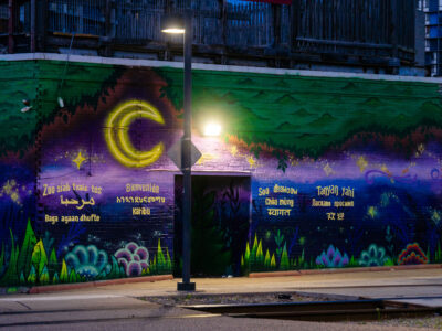 Cedar Riverside LRT Station Multi-Language Welcome Mural