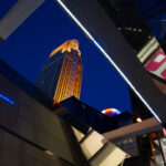 Wells Fargo Tower as seen through an art installation on Nicollet Mall in Downtown Minneapolis.