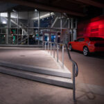 The I-35W./Lake Street Transit Station with the security guard's car parked out front.