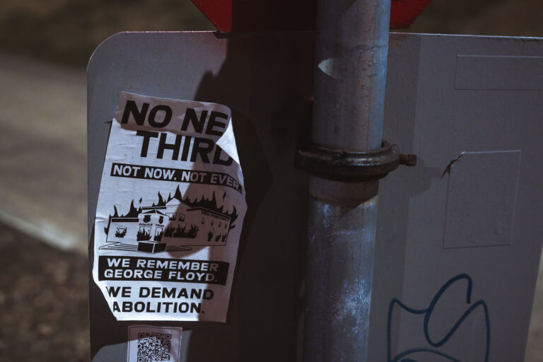 Flyer opposing new police station 3 A flyer opposing a new Minneapolis police third precinct station. The city will be rebuilding the station that was burned down during protest over George Floyd's murder.