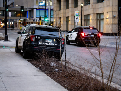 Minneapolis Police Squad Car on Sidewalk, Downtown Minneapolis