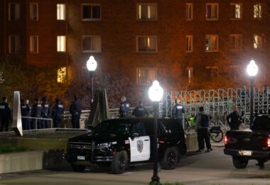 University of Minnesota police department outside Coffman Memorial Union where protesters had been gathering.