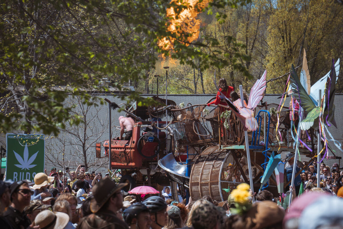 The annual MayDay Parade in South Minneapolis with the Southside Battletrain. The parade went down Bloomington Ave and then turned onto 34th to Powderhorn Park.