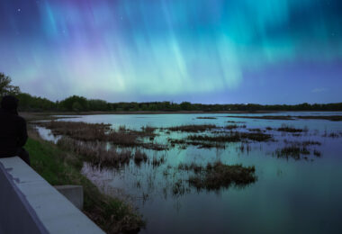 The northern lights show up near Minneapolis on May 10, 2024.