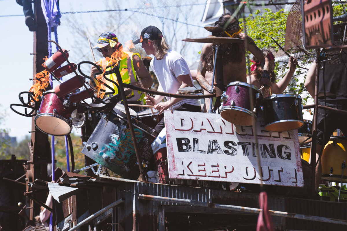 The annual MayDay Parade in South Minneapolis with the Southside Battletrain. The parade went down Bloomington Ave and then turned onto 34th to Powderhorn Park.