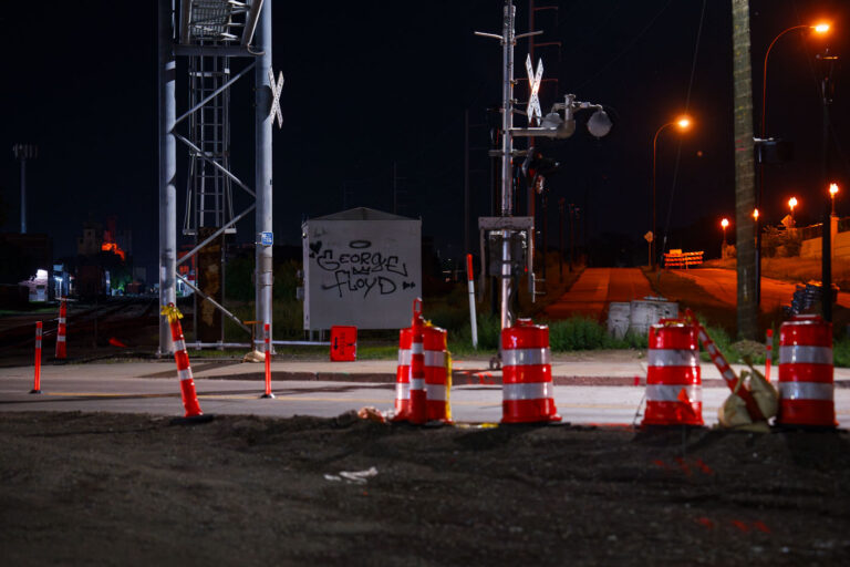 Welcome to George Floyd Square 4 Graffiti on an electrical box 4 years after the murder of George Floyd.