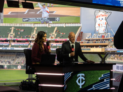 Katie Storm and Tim Laudner Broadcast for Bally Sports at Target Field
