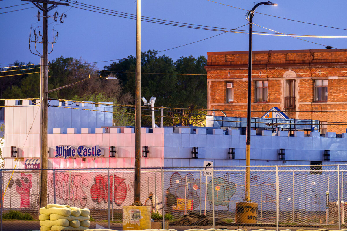 Fencing around the White Castle on Lake Street