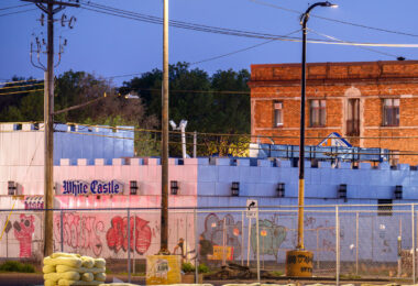 Fencing around the White Castle on Lake Street
