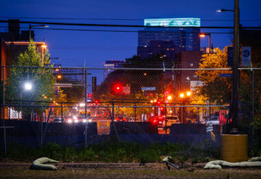 Looking down Nicollet Ave from the former K-Mart lot. The land the K-mart was on will be re-developed by the City of Minneapolis after the store was demolished.